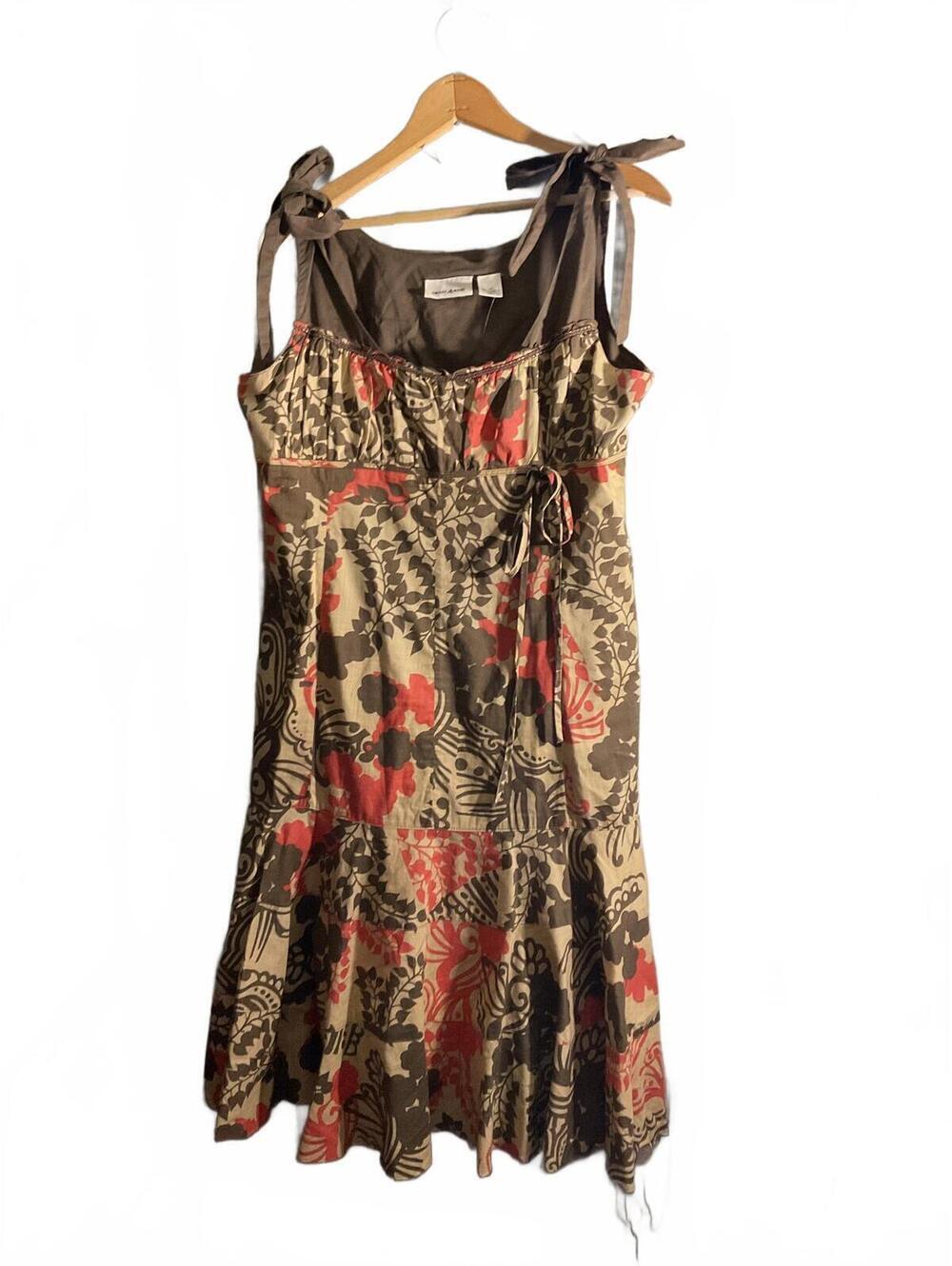 DKNY Drop Waist  Floral Print Midi Dress with Tie Straps Size 14 - Picture 2 of 12